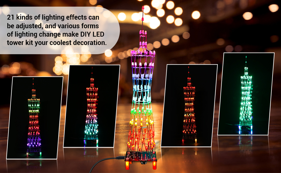 DIY Kit 9 Layer Guangzhou Tower RGB LED Light Cube with Music